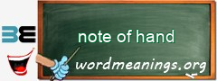 WordMeaning blackboard for note of hand